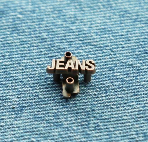 Custom antique brass brand Metal logo tag with prong for jeans logo