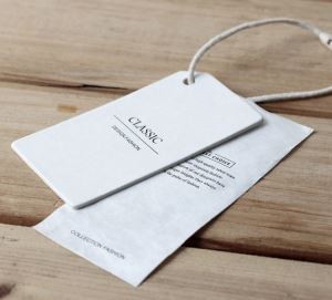 Rekabentuk Logo kertas Cardborad putih Hang Tag