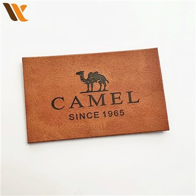 Label Kulit Logo Coklat Segi Empat Tersuai